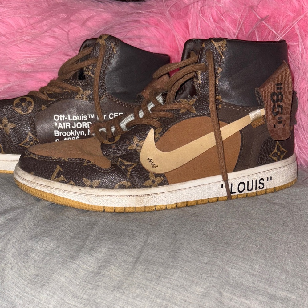 Louis Vuitton Brown and Tan High-Top Sneakers